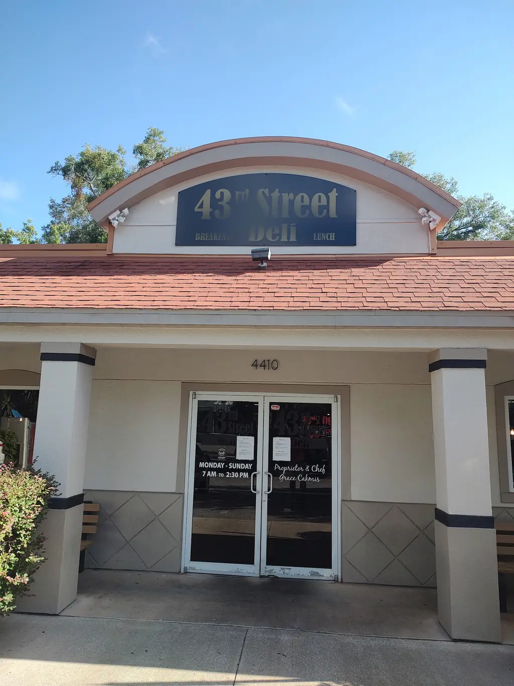 The storefront of 43rd Street Deli and Breakfast House at 4410 Northwest 25th Place, Gainesville